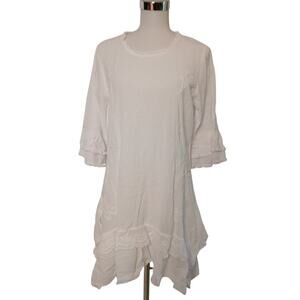 Giocam Luna Gauze Tunic Blouse Dress Asymmetrical Hem White Lace Layer NWT Small